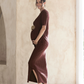 Zélie Wide Rib Maternity Midi Skirt in Chocolate Truffle