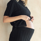 Sherry Wide Rib Maternity Lounge Pant in Black