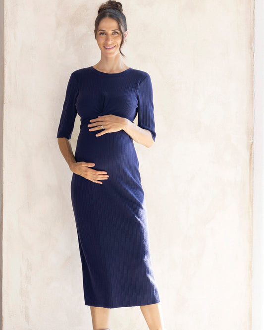Annabella Maternity Knit Midi Dress Navy