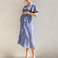 Molly Maternity Wrap Midi Dress In Iris Blue