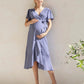 Molly Maternity Wrap Midi Dress In Iris Blue