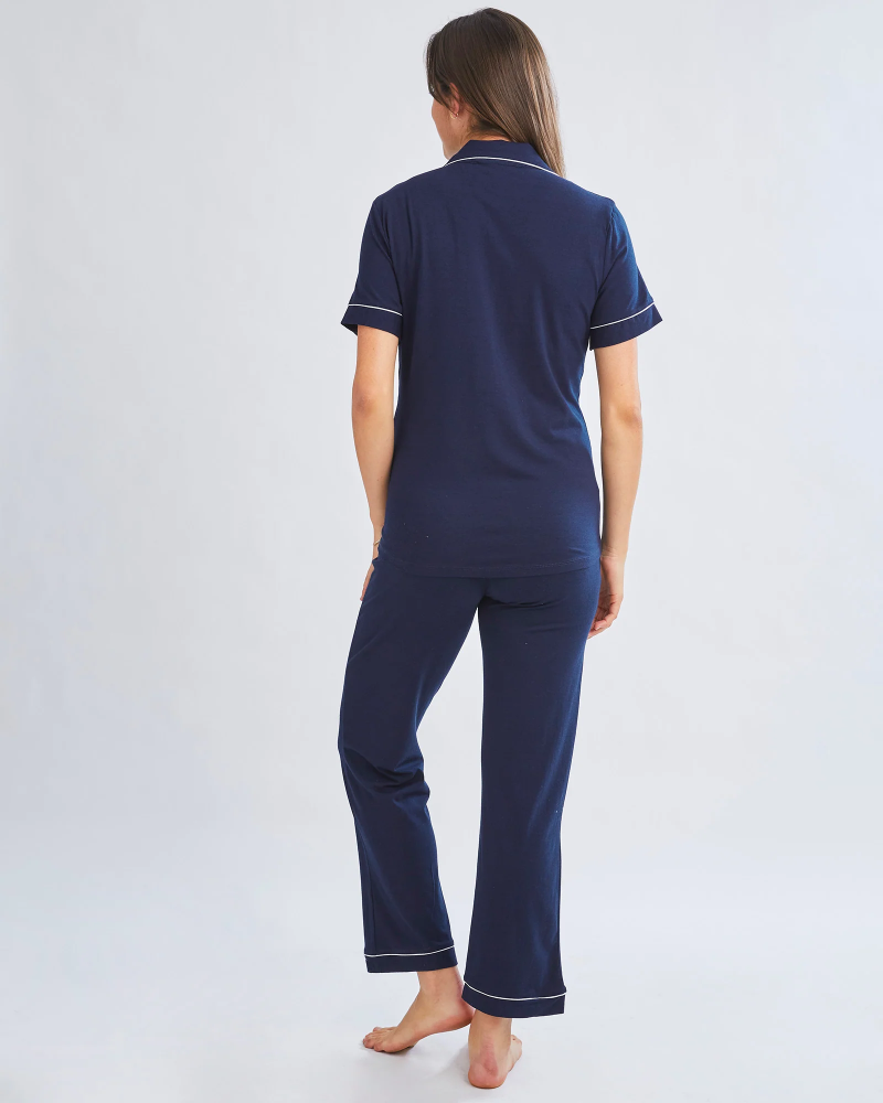 Bamboo Pyjama Set Short Sleeve Navy