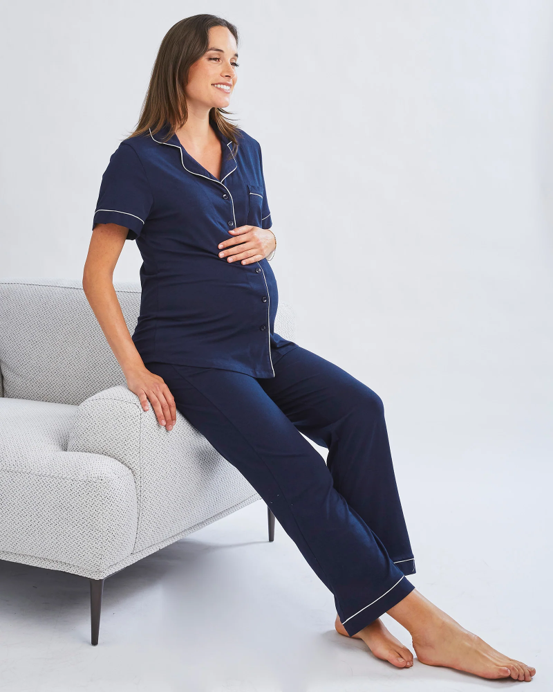 Bamboo Pyjama Set Short Sleeve Navy