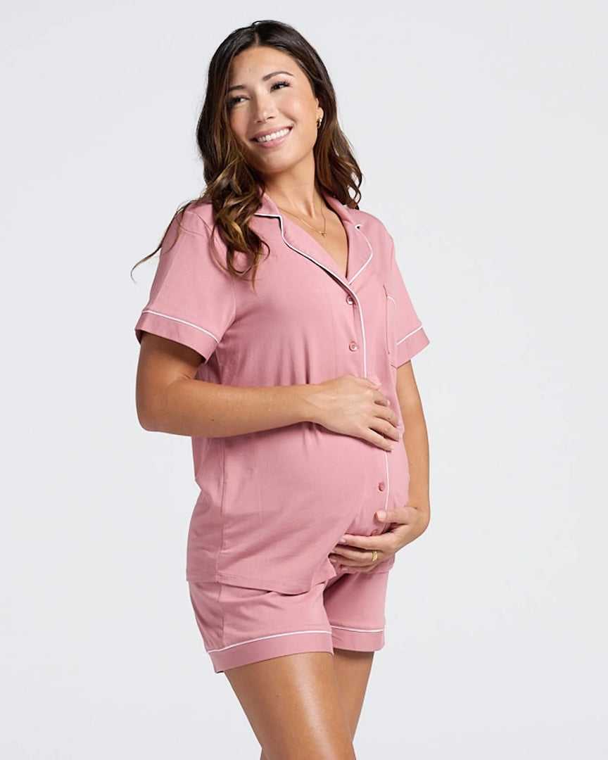 Maternity and Nursing Pyjama Set in Soft Pink