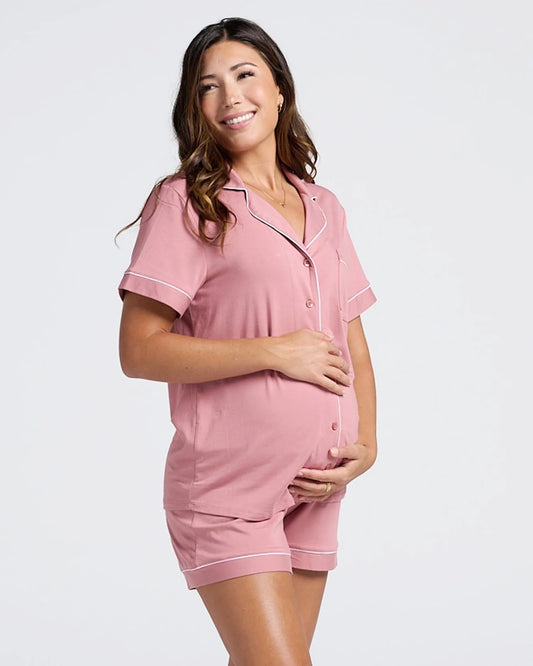 Maternity and Nursing Pyjama Set in Soft Pink