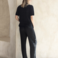 Alexis Side Split Maternity Knit Top in Black