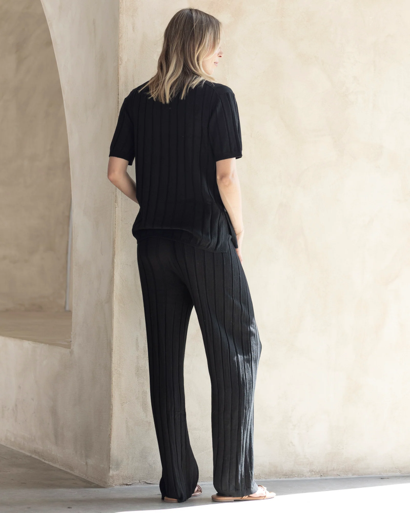 Alexis Side Split Maternity Knit Top in Black