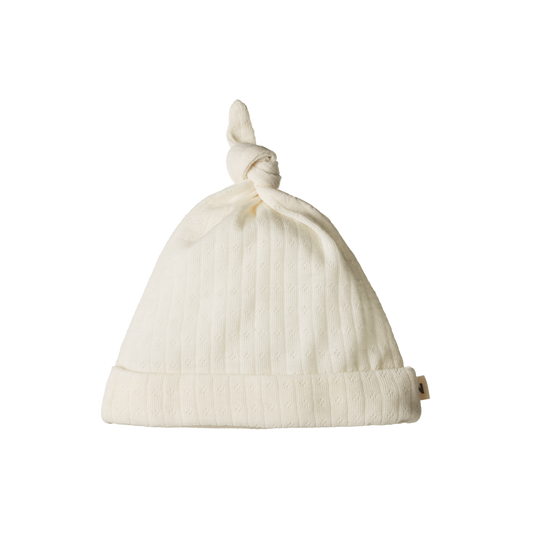 Merino Knotted Pointelle Beanie Nature Baby