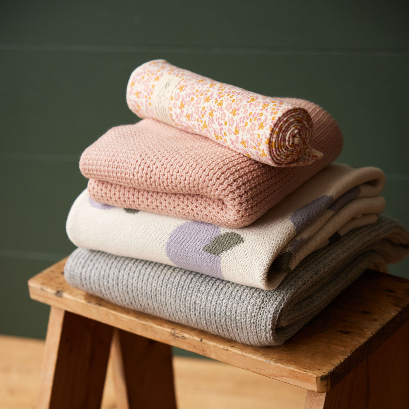 Merino Knit Blanket Cot Rose Dust