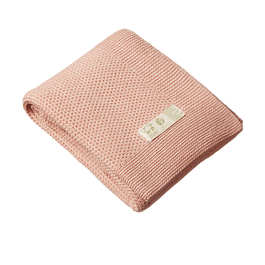 Merino Knit Blanket Cot Rose Dust