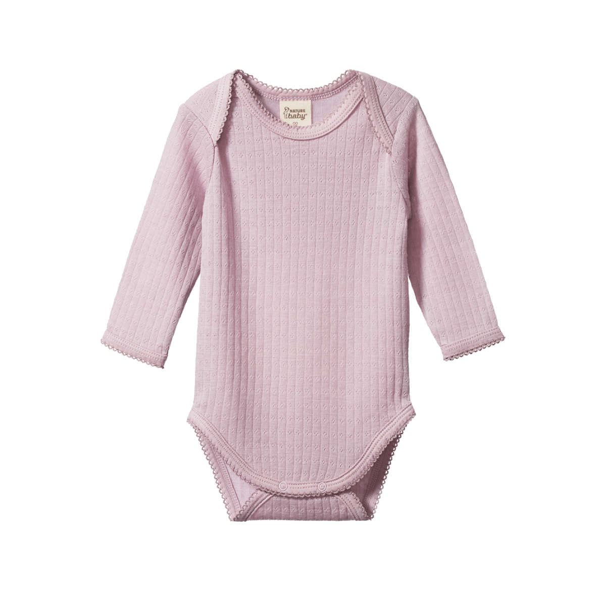Merino Long Sleeve Pointelle Bodysuit Lilac