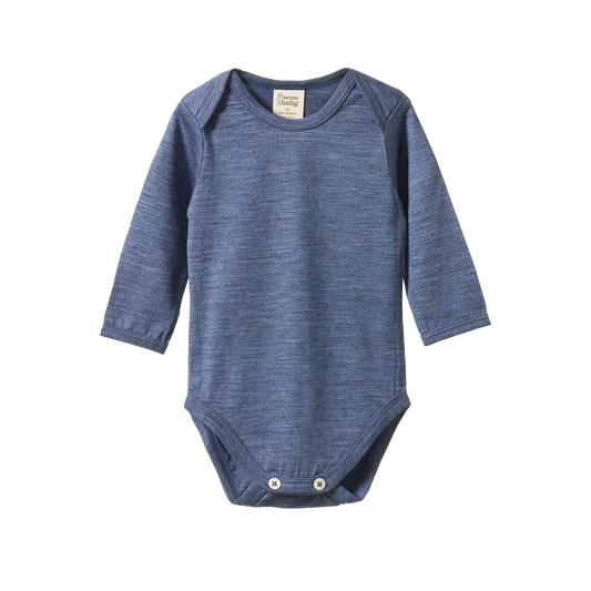 Merino Long Sleeve Bodysuit Vintage Indigo Marl