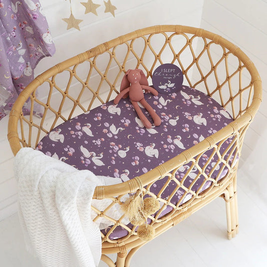 Midnight Swan Organic Bassinet Sheet / Change Pad Cover