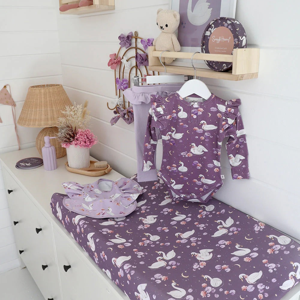 Midnight Swan Organic Bassinet Sheet / Change Pad Cover