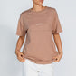 Apéro Minimalist Embroidered Longline Tee -  Mocha / Cream
