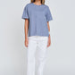 apéro Miro Contrast Panel Tee - Denim Blue / White