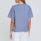 apéro Miro Contrast Panel Tee - Denim Blue / White