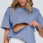 apéro Miro Contrast Panel Tee - Denim Blue / White