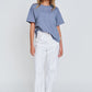 apéro Miro Contrast Panel Tee - Denim Blue / White