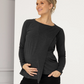 Monique Long Sleeve Nursing Petal Top - Charcoal