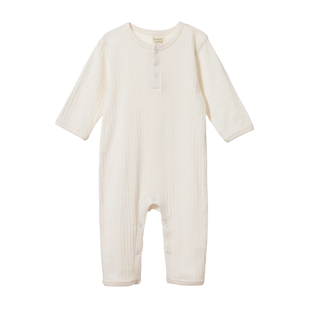 Pointelle Henley Sleep Suit Natural