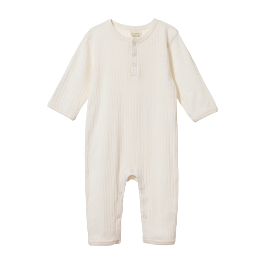 Pointelle Henley Sleep Suit Natural