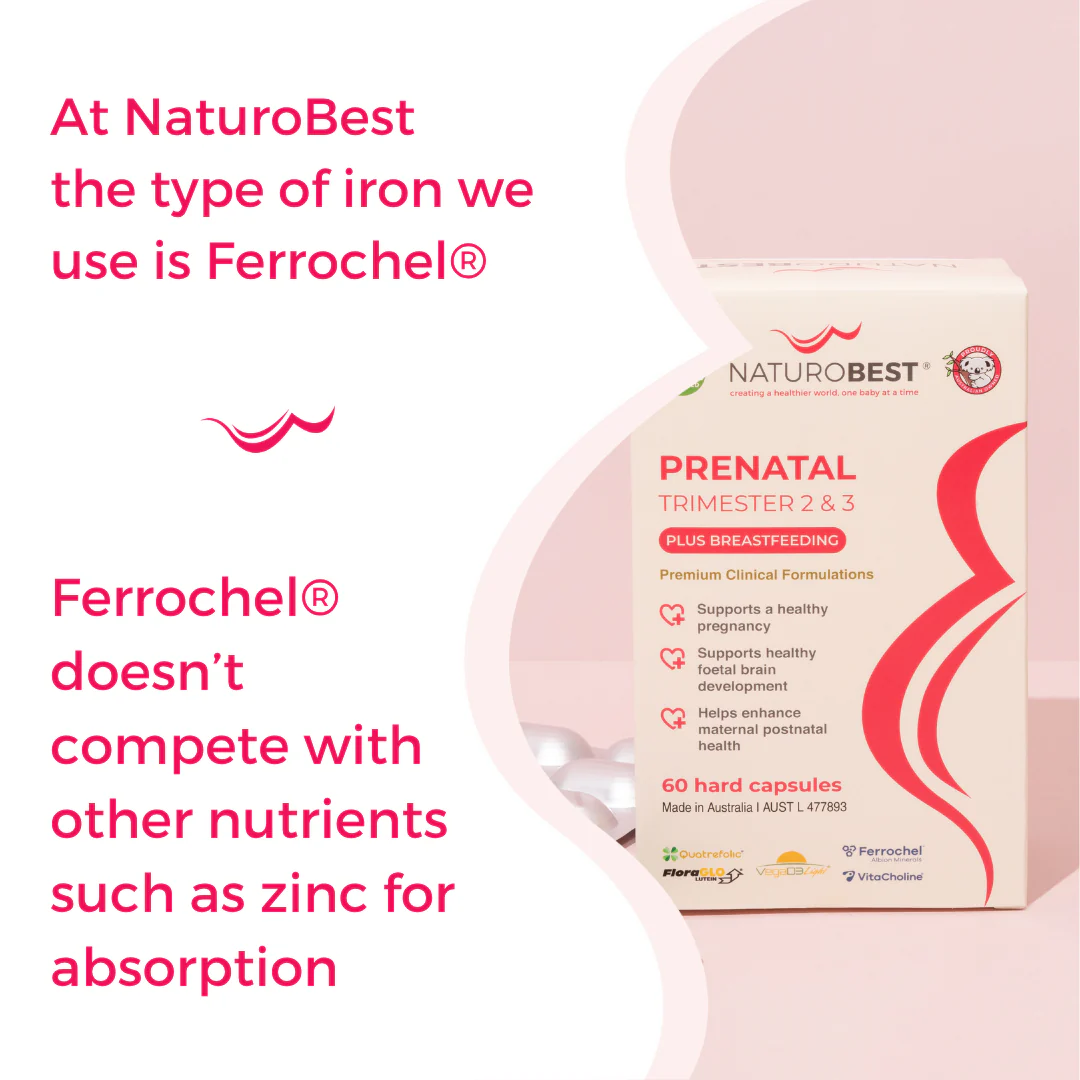 NaturoBest Prenatal Trimester Two & Three Plus Breastfeeding 60caps