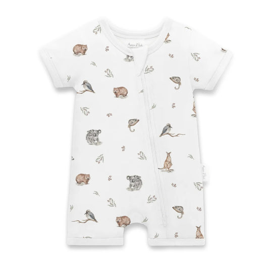 Native Animals SS Zip Romper