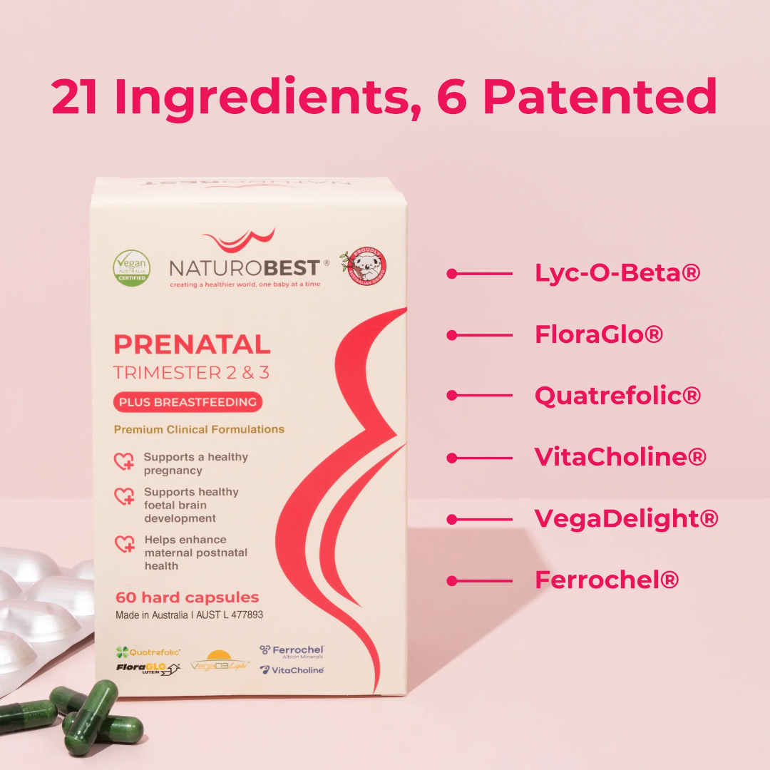 NaturoBest Prenatal Trimester Two & Three Plus Breastfeeding 60caps