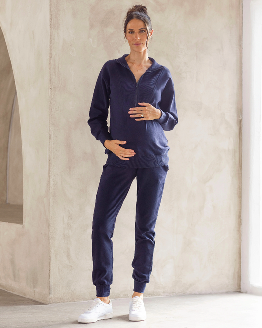Calla Maternity Tracksuit Set in Navy
