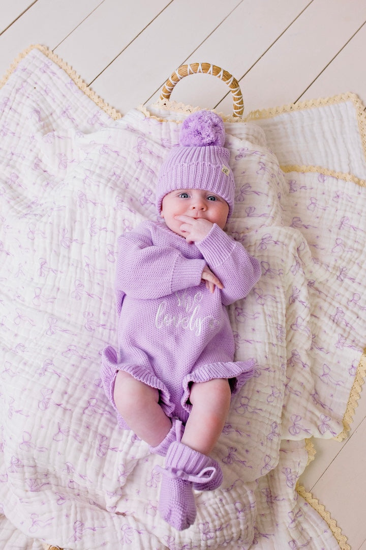 "Isn't She Lovely" Knit Romper Lilac