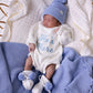 "He's Here" Chunky Knit Romper Snow Newborn