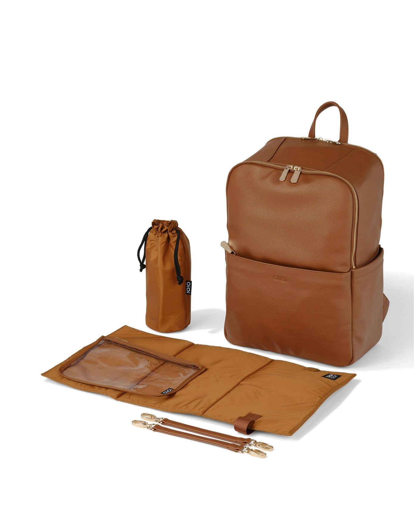 OiOi Multitasker Nappy Backpack - Chestnut Brown Vegan Leather