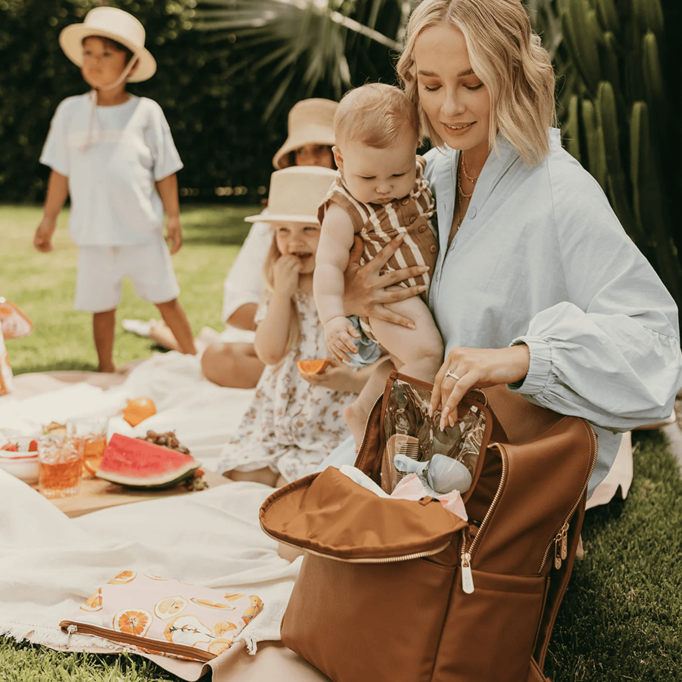 OiOi Multitasker Nappy Backpack - Chestnut Brown Vegan Leather