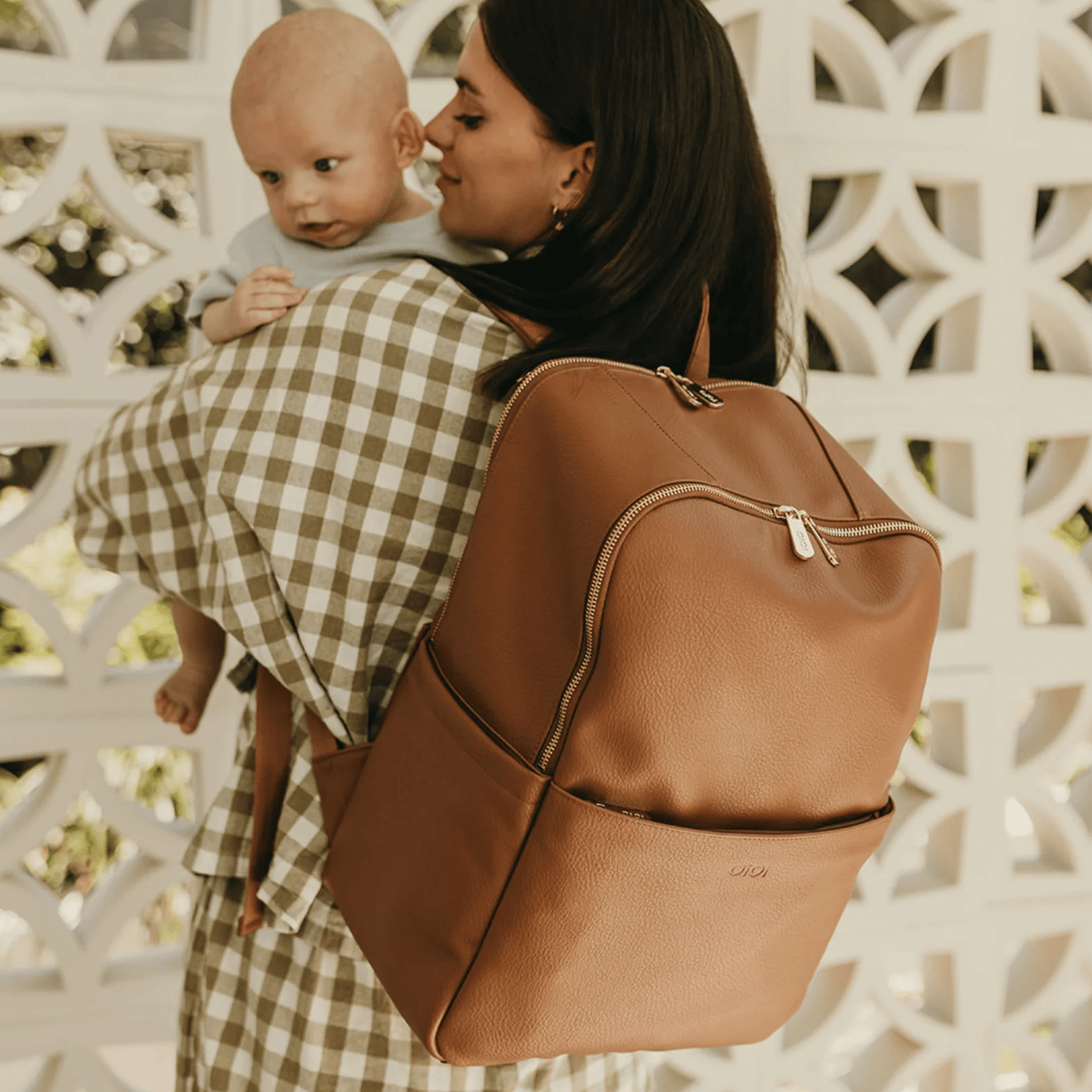 OiOi Multitasker Nappy Backpack - Chestnut Brown Vegan Leather