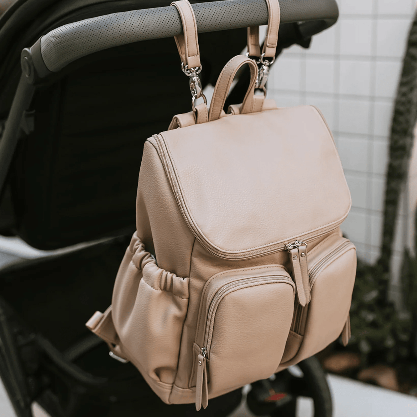 OiOi Signature Nappy Backpack - Oat Vegan Leather