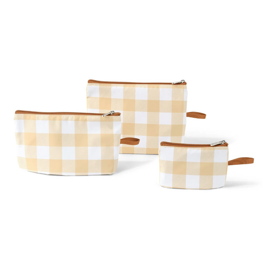 OiOI Packing Trio Pouches Gingham Beige
