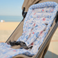 OiOi Reversible Pram Seat Liner Blue Check/Mediterranean