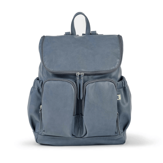 OiOi Signature Nappy Backpack - Stone Blue Vegan Leather