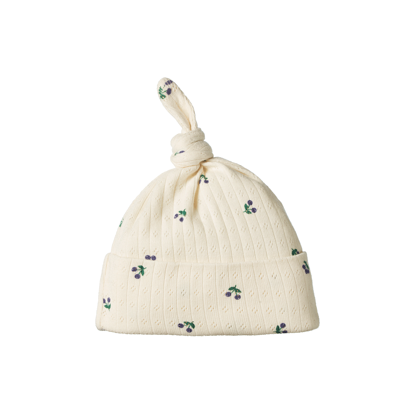 Knotted Beanie Pointelle Winter Berry