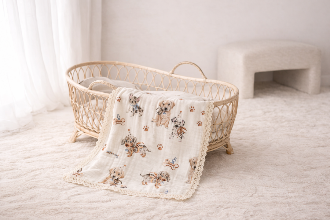 Pawfect Pals Lace Edge Muslin Blanket