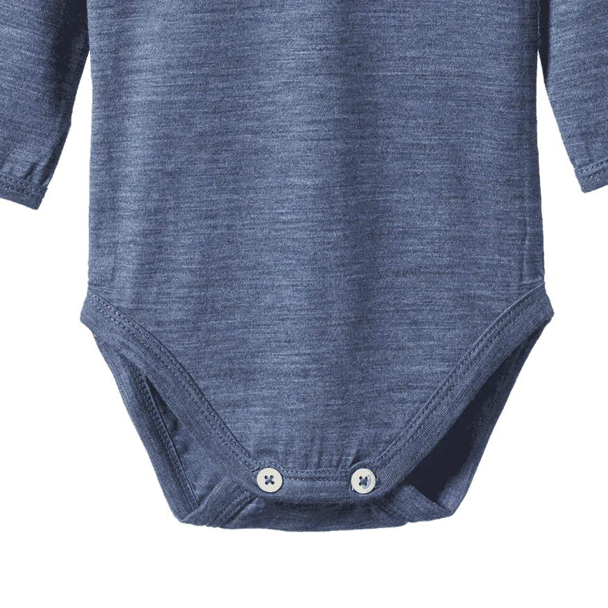 Merino Long Sleeve Bodysuit Vintage Indigo Marl