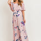 Pink Floral Maternity Maxi Dress Ruffle Off Shoulder