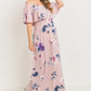 Pink Floral Maternity Maxi Dress Ruffle Off Shoulder