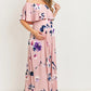 Pink Floral Maternity Maxi Dress Ruffle Off Shoulder