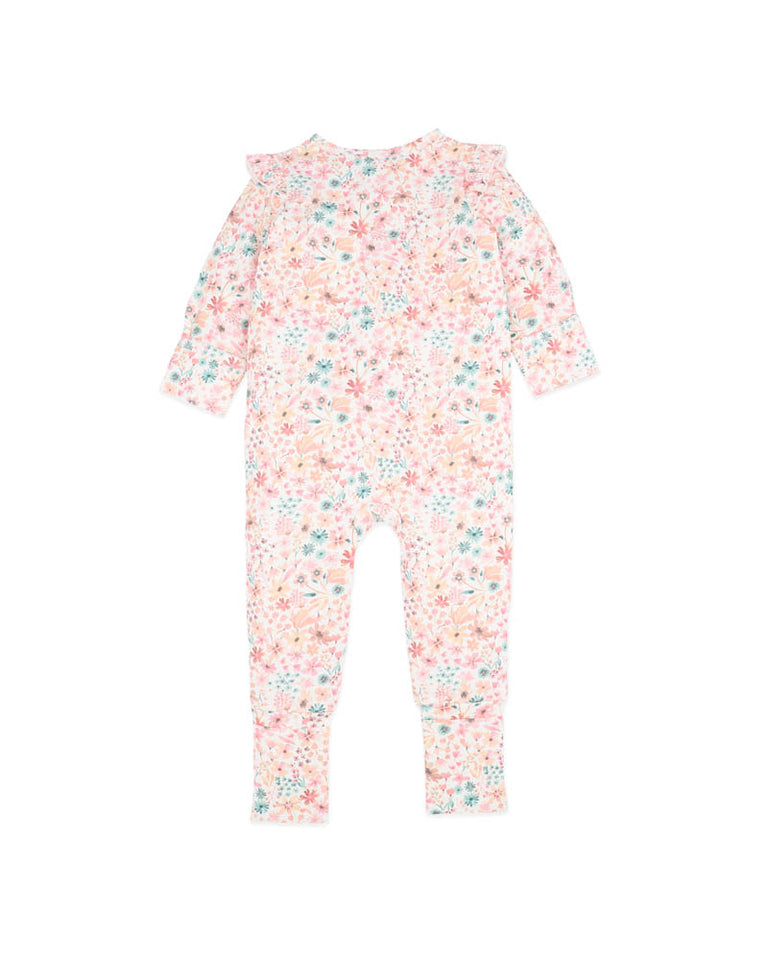 Fern Floral Organic Long Sleeve Zipsuit Premature