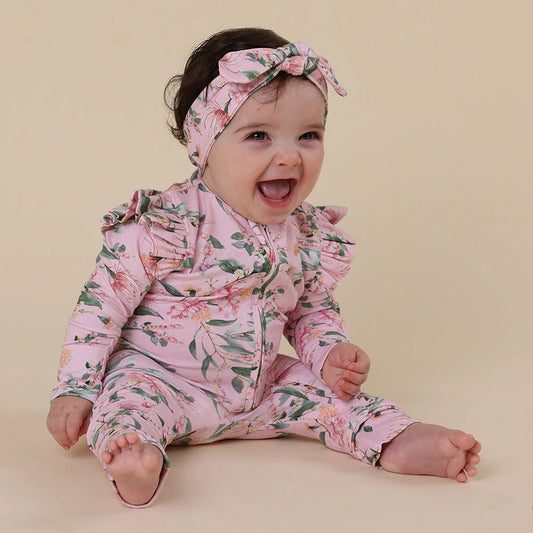 Pink Wattle Organic Snuggle Suit Convertible Romper with Frill