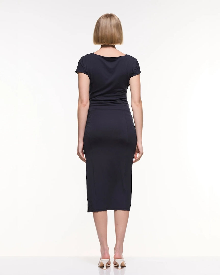 Victoria Gathered Dress Midnight