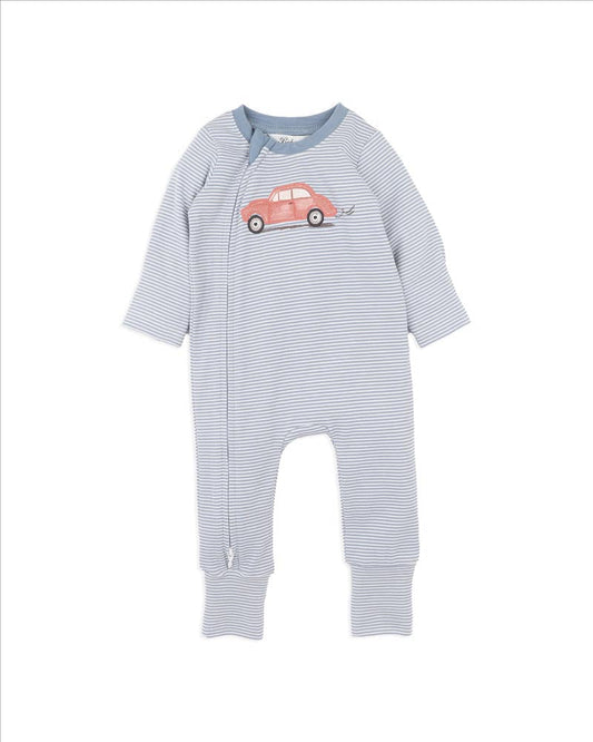 Alvin Stripe Organic Long Sleeve Zipsuit Premature