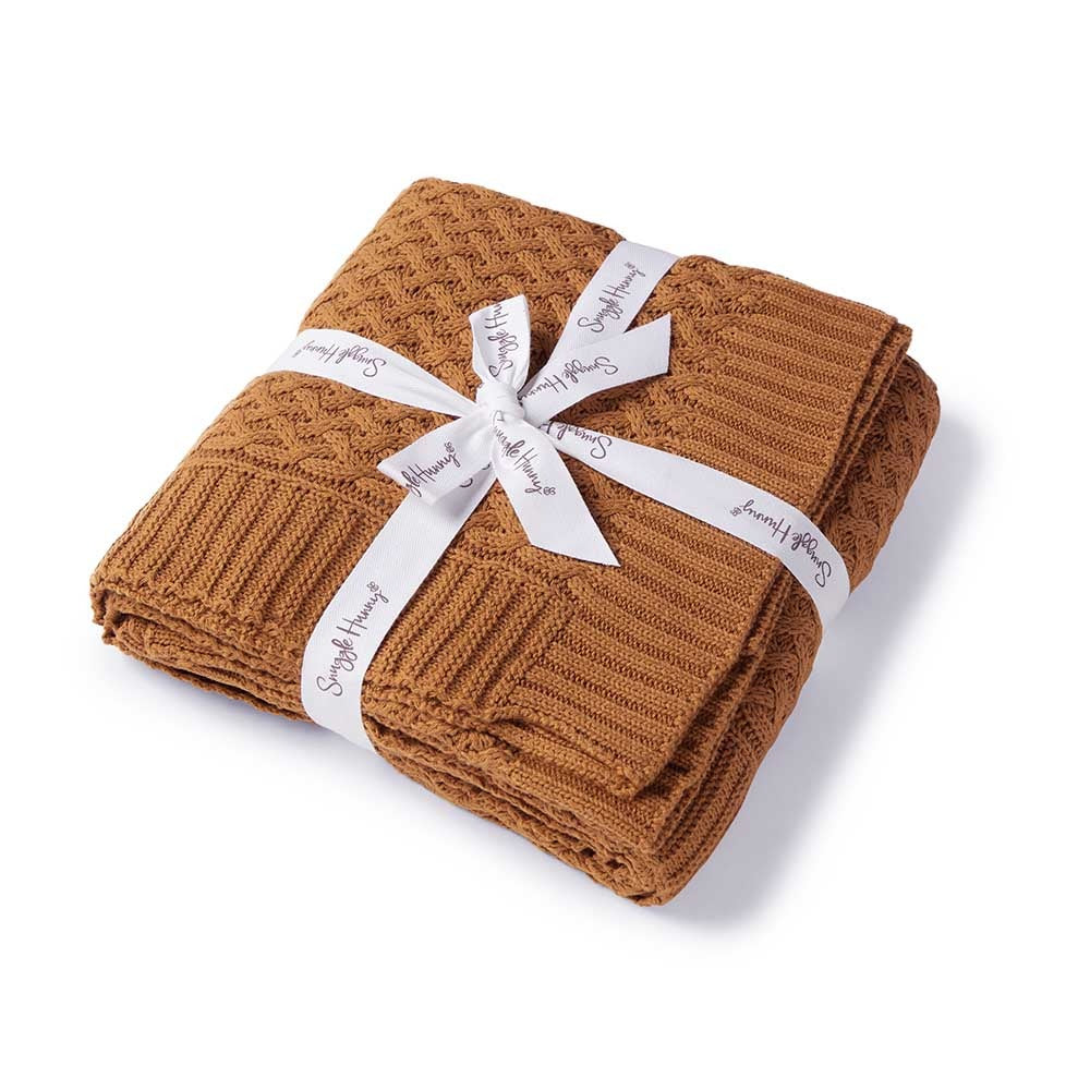 Bronze Diamond Knit Organic Baby Blanket